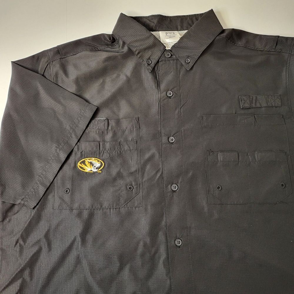 Missouri Tigers Short Sleeve Button Down Shirt Mens small Black and Gold ProEdge